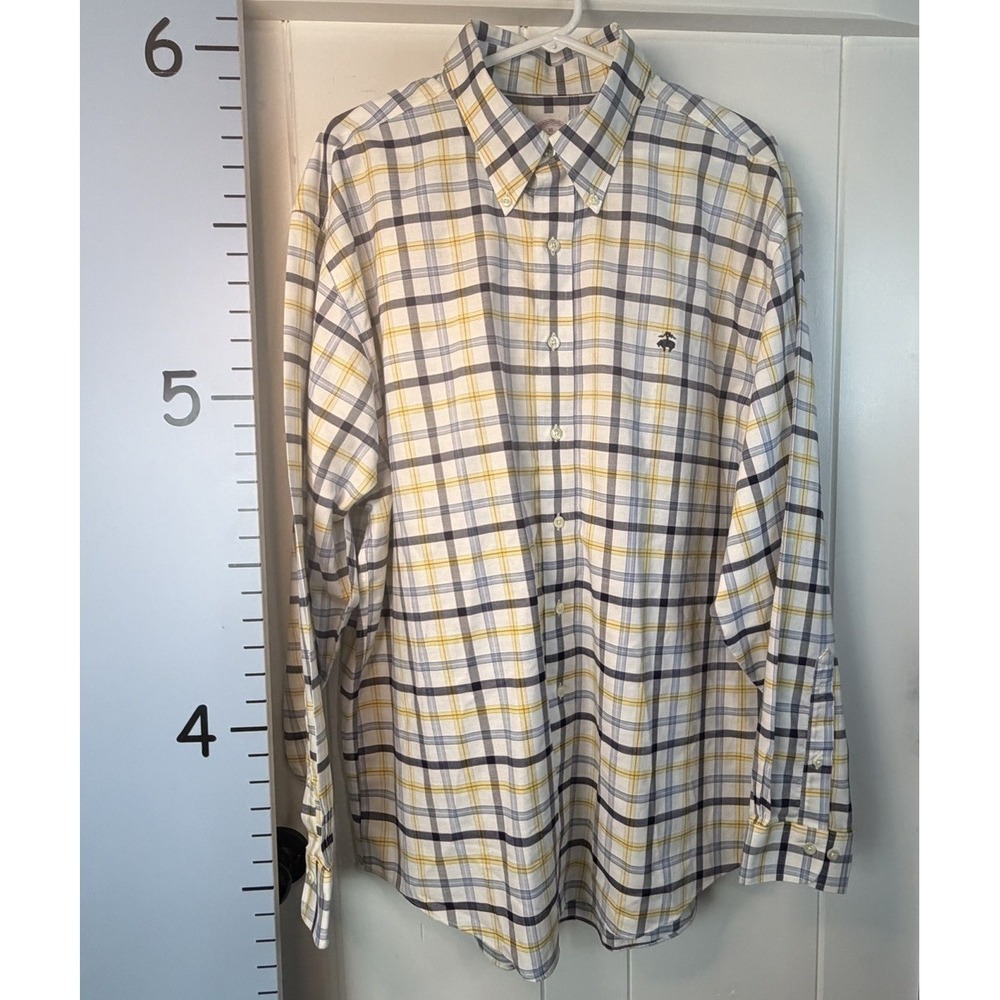 Brooks Brothers 346 Multicolor Plaid Non-Iron Fold Shirt Men XL Supima Cotton